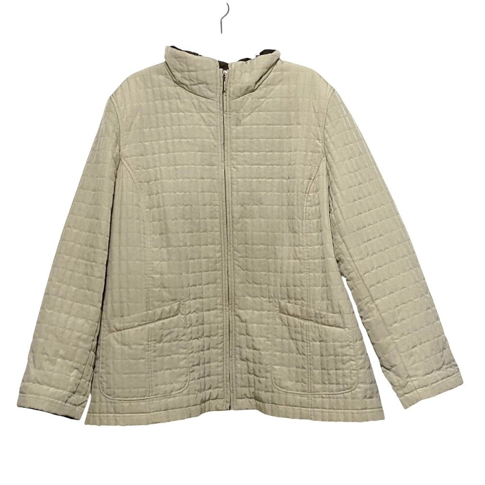 White Stag Womens Quilted Jacket 3XL Beige Coastal Grandma Minimalist Neutrals‎